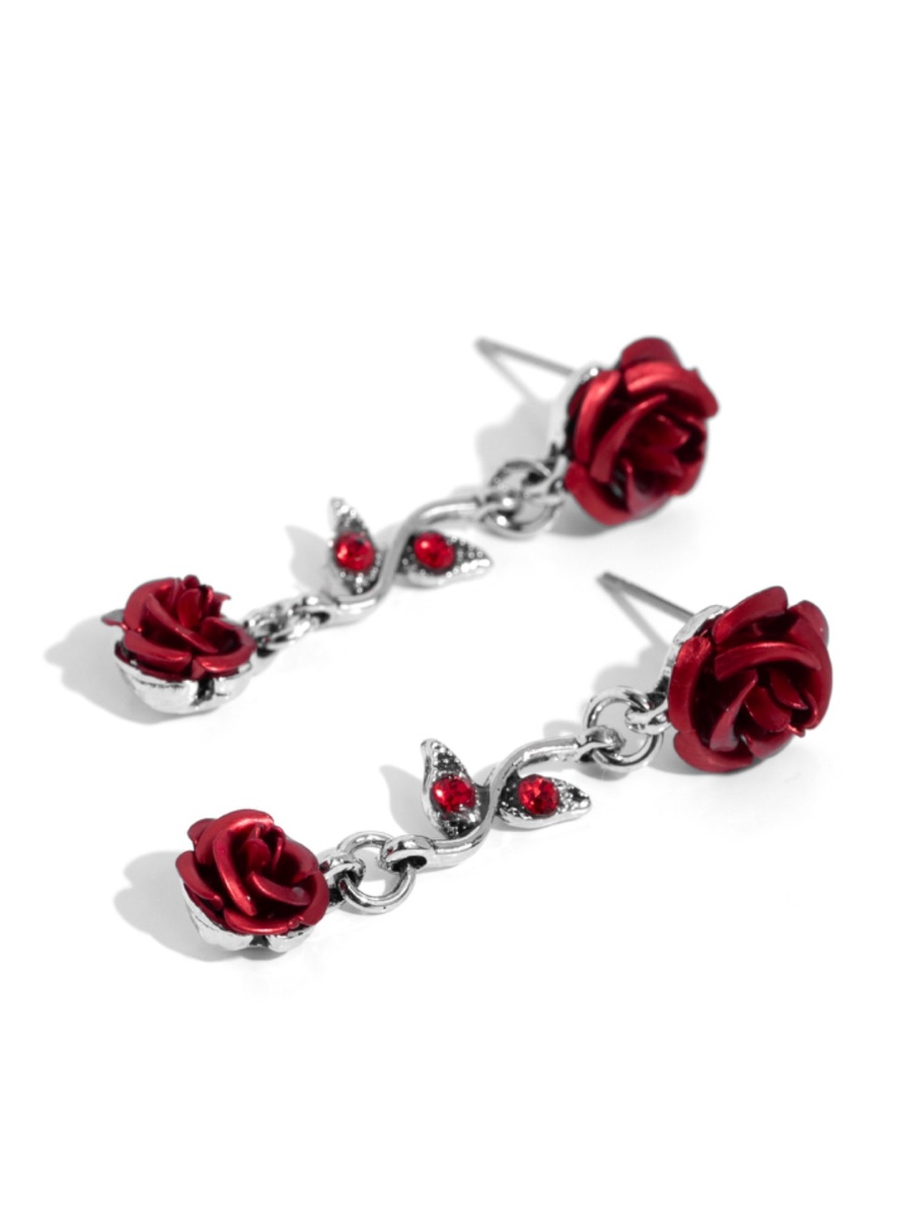 NWT Red/Silver Led by the ROSE Post Earrings - Picture 3 of 6